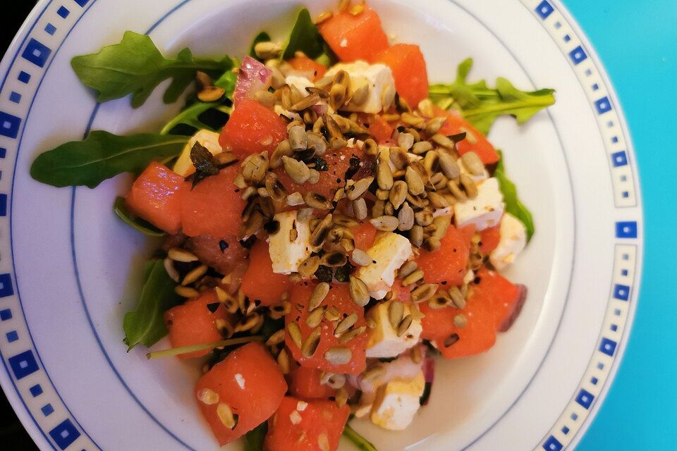 Wassermelonensalat mit Feta und Rucola