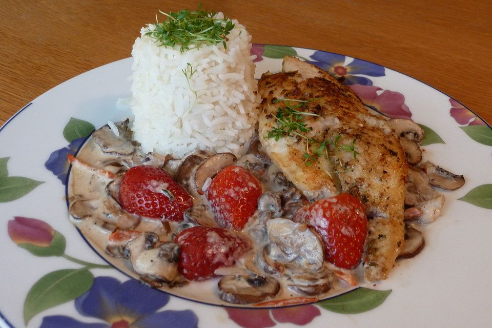 Fischpfanne mit Erdbeeren