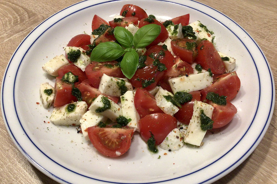 Mozzarella-Tomaten-Salat mit Pesto