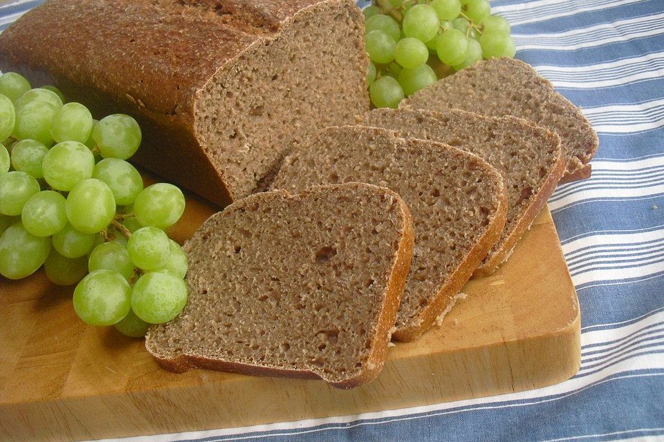 Dunkles Roggenvollkornbrot aus Sauerteig