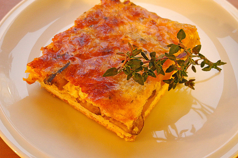 Tarte mit Kürbis und Pilzen