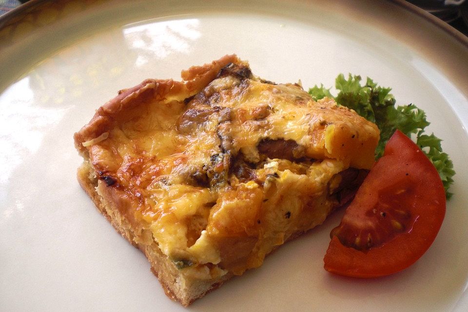 Tarte mit Kürbis und Pilzen
