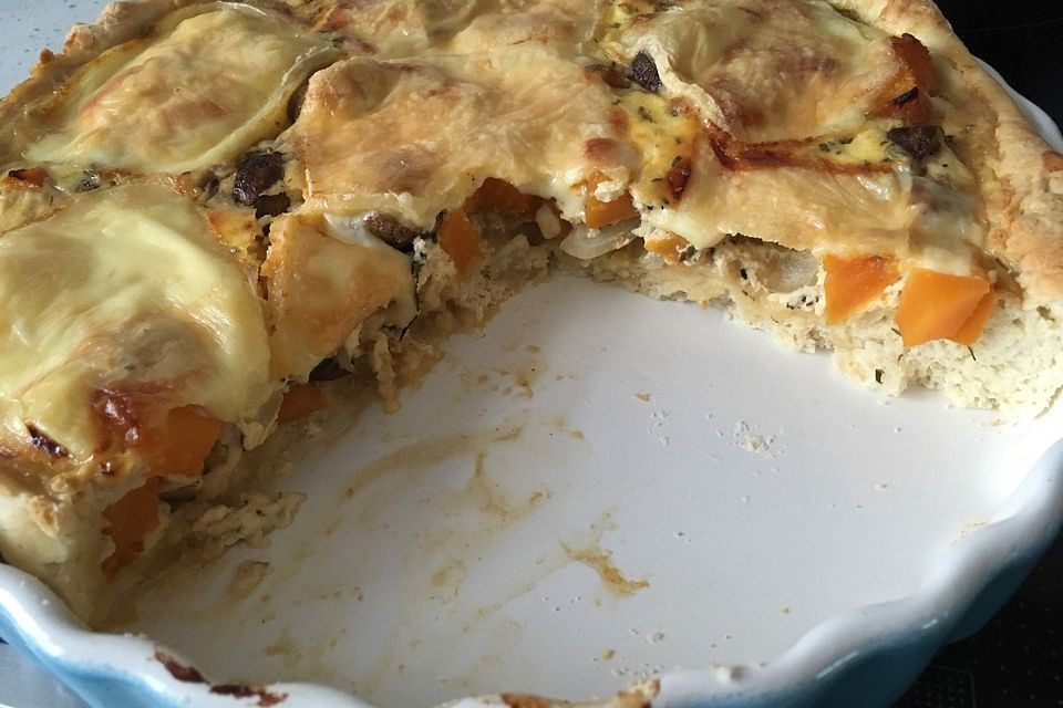Tarte mit Kürbis und Pilzen