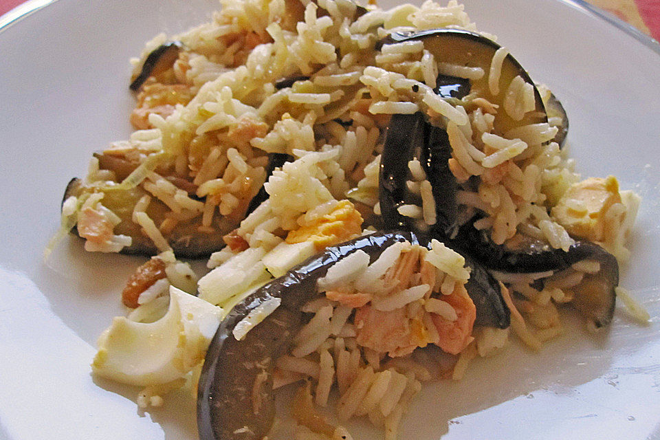 Auberginen-Lachs-Kedgeree