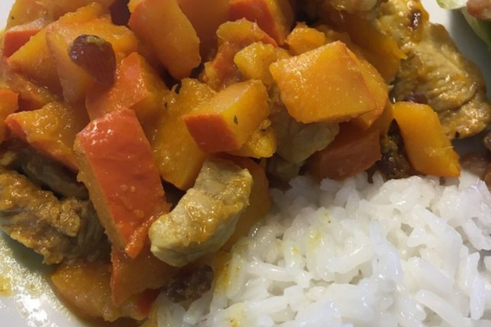 Hähnchencurry mit Kürbis und Möhren