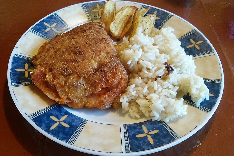 Pestoschnitzel mit Schinken und Mozzarella