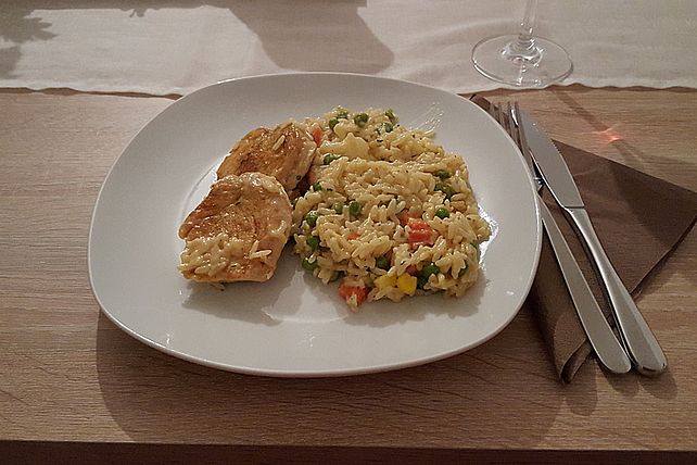 Reispfanne mit Pute und Gemüse in Sahnesoße von Elsie1304| Chefkoch