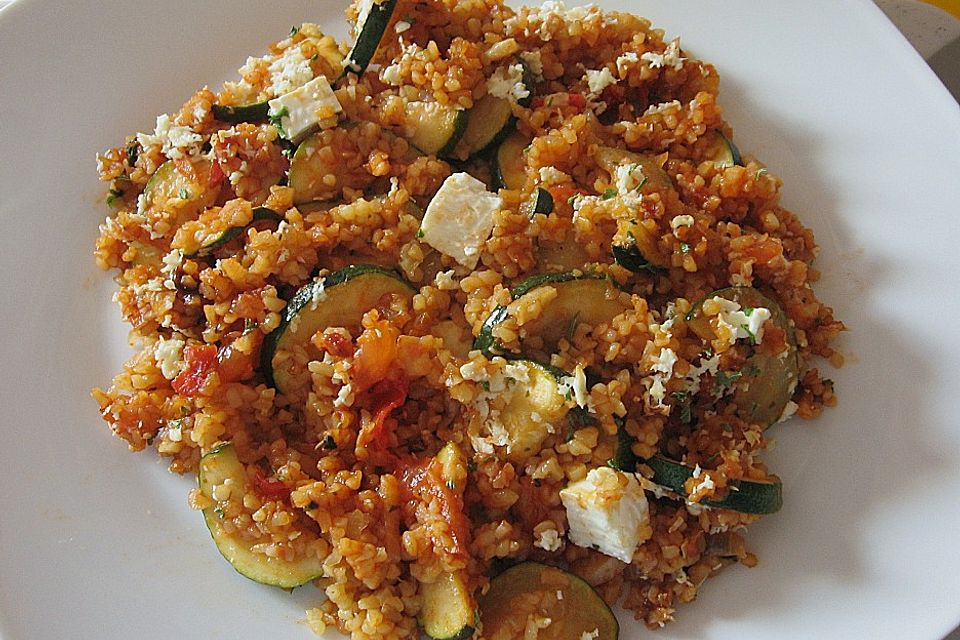 Bulgur-Schafskäse-Auflauf