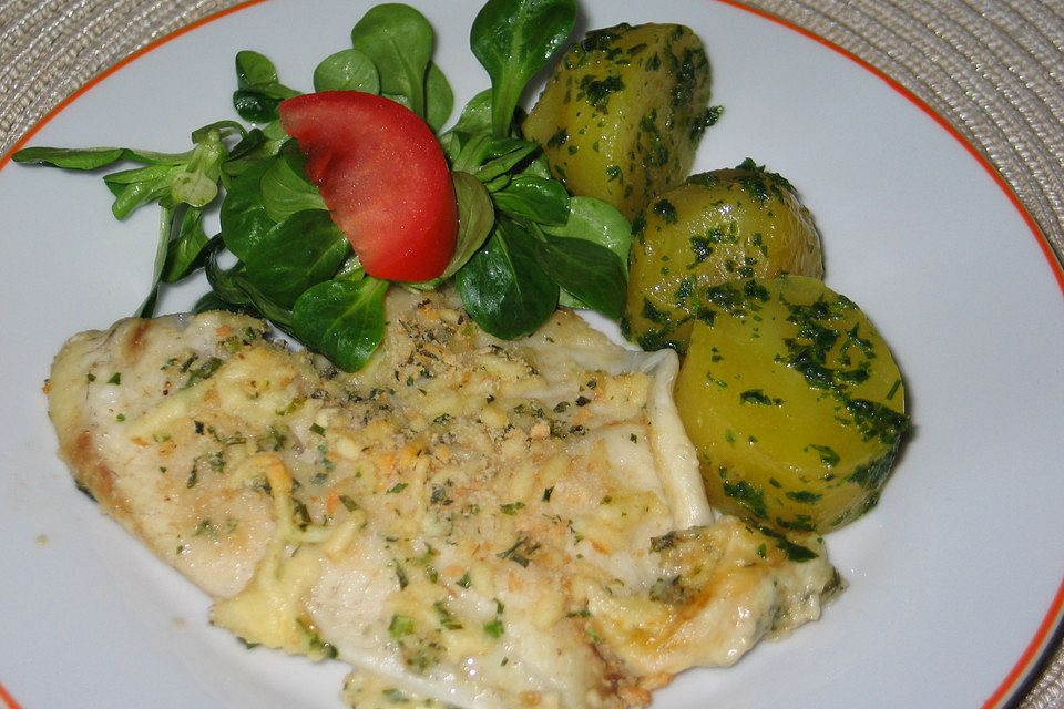 Fischfilet im Käse-Kräuter-Mantel