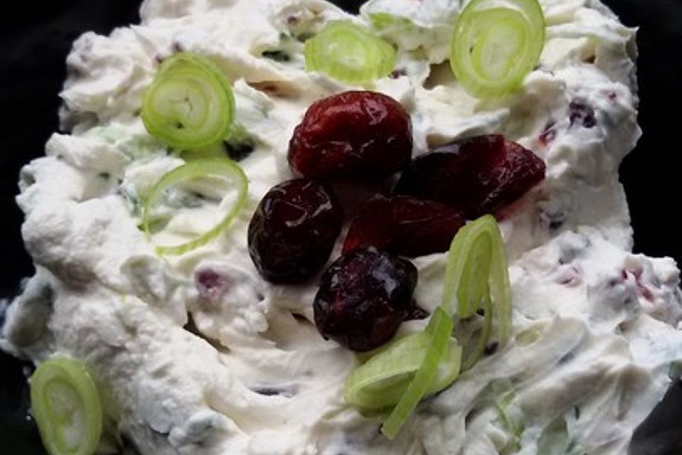 Frischkäse-Creme mit Cranberries und Frühlingszwiebeln