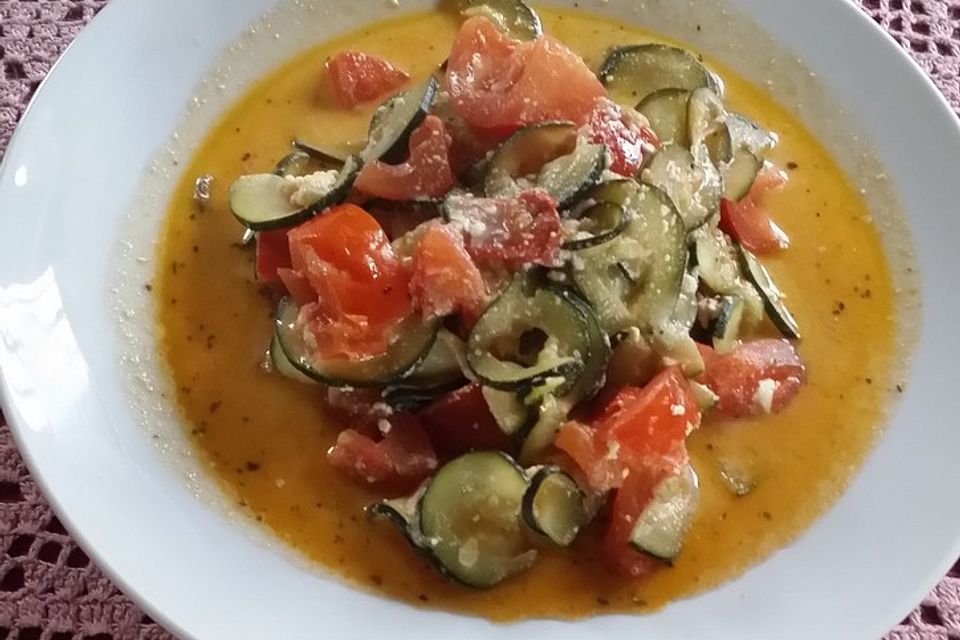 Tomaten-Zucchini-Pfanne mit Feta