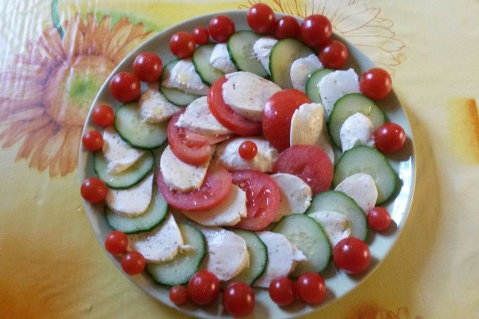 Tomaten-Gurken-Mozzarrella Salat