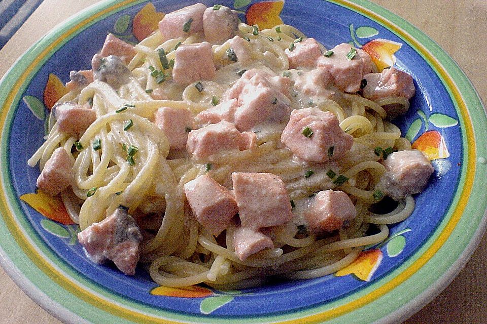 Spaghetti mit Lachs - Pernod Soße