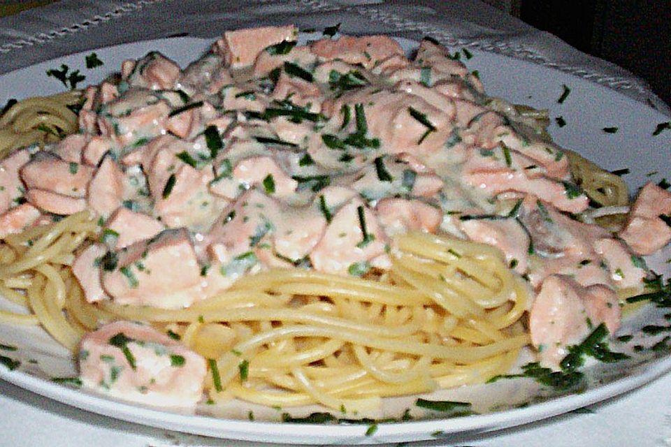 Spaghetti mit Lachs - Pernod Soße