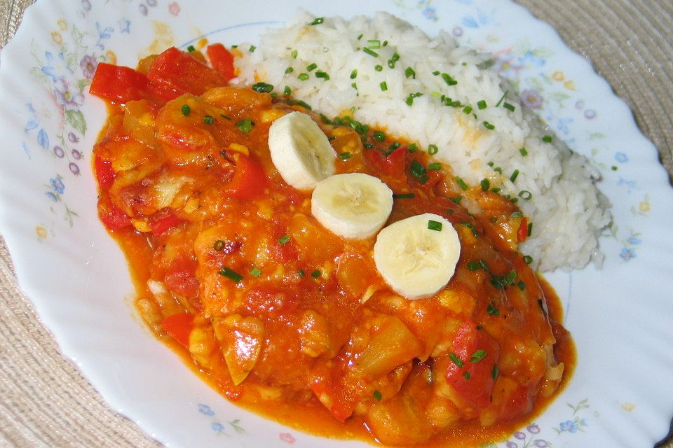 Fruchtiger Curry-Seelachsauflauf