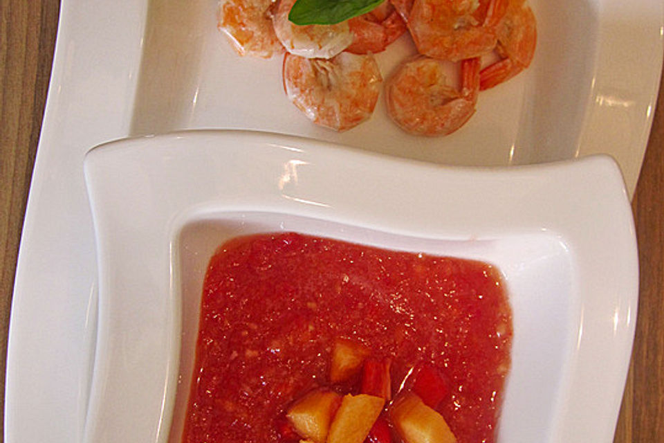 Melonen-Gazpacho mit Garnelen