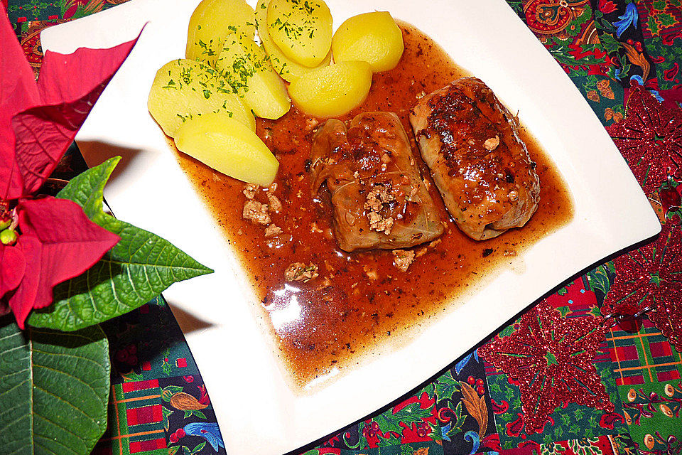 Vegetarische Festtags-Kohlrouladen