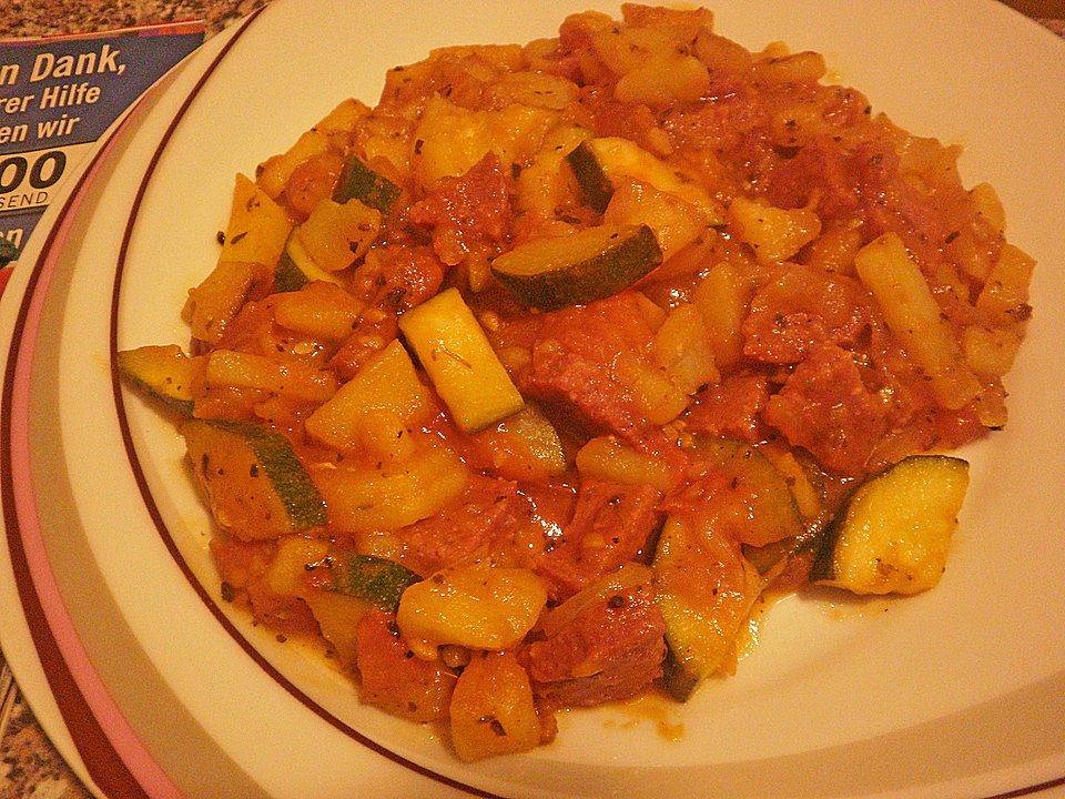 Mediterrane Kartoffelpfanne mit Salami von Honig_Hummel| Chefkoch