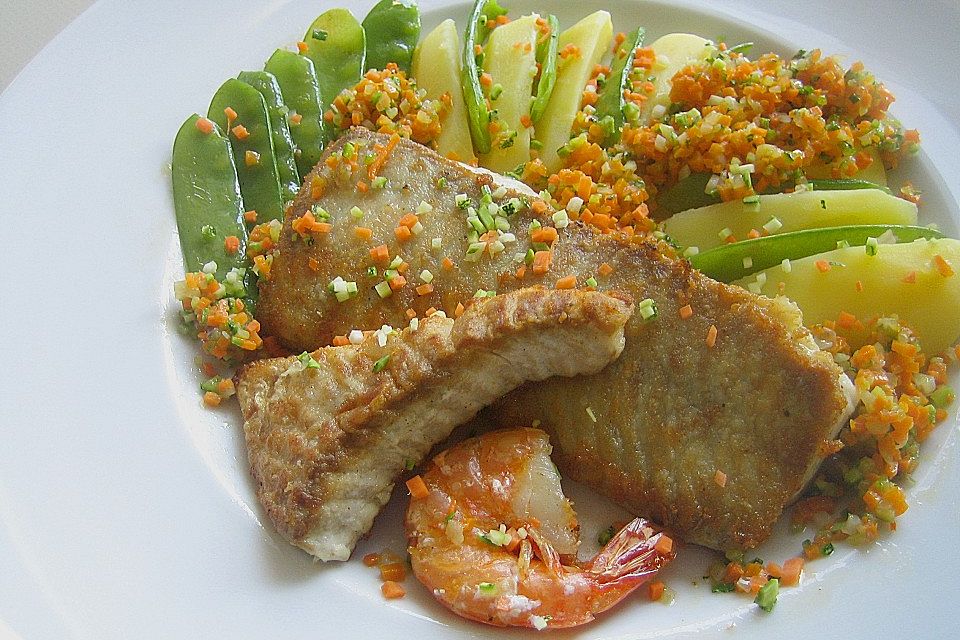 Leichtes Seelachsfilet mit gemischtem Gemüse