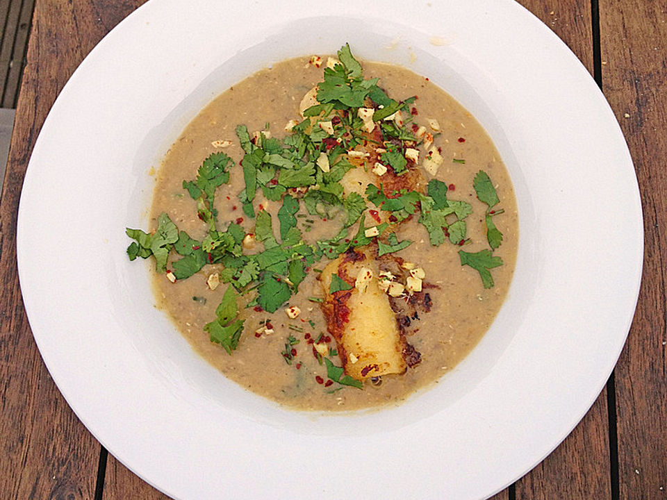 Linsensuppe mit gebratener Banane und Ingwer-Gremolata von trixibelden ...