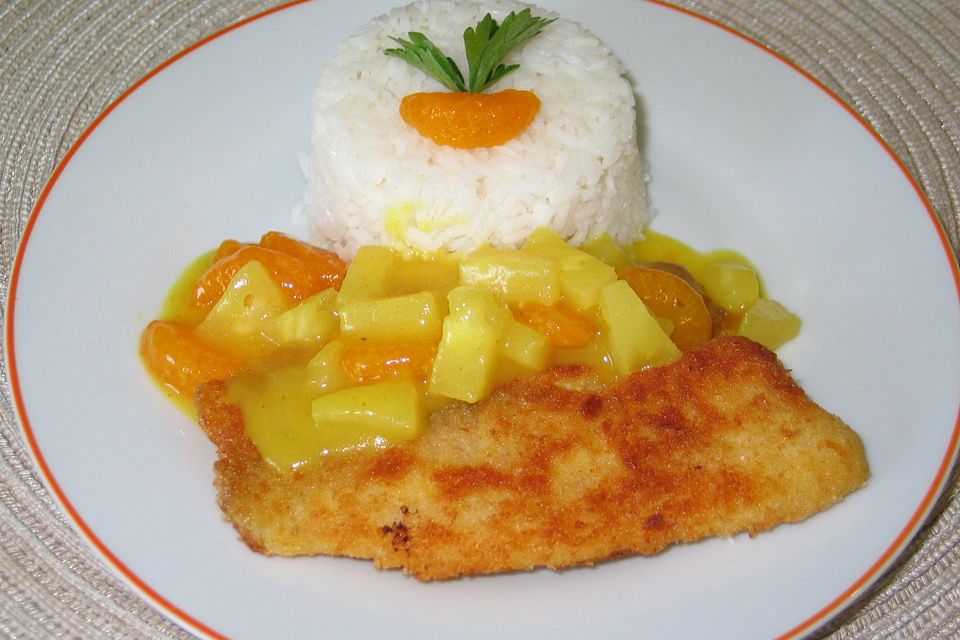 Fischfilets mit Mandarinen - Ananas - Soße