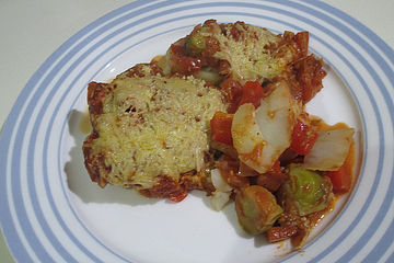 Kartoffel-Paprika-Rosenkohl-Tomaten Auflauf