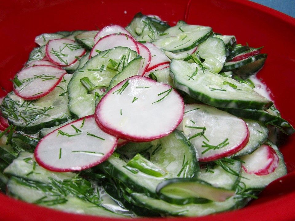 Gurken-Radieschen-Salat mit einem erfrischendem Jogurthdressing von ...