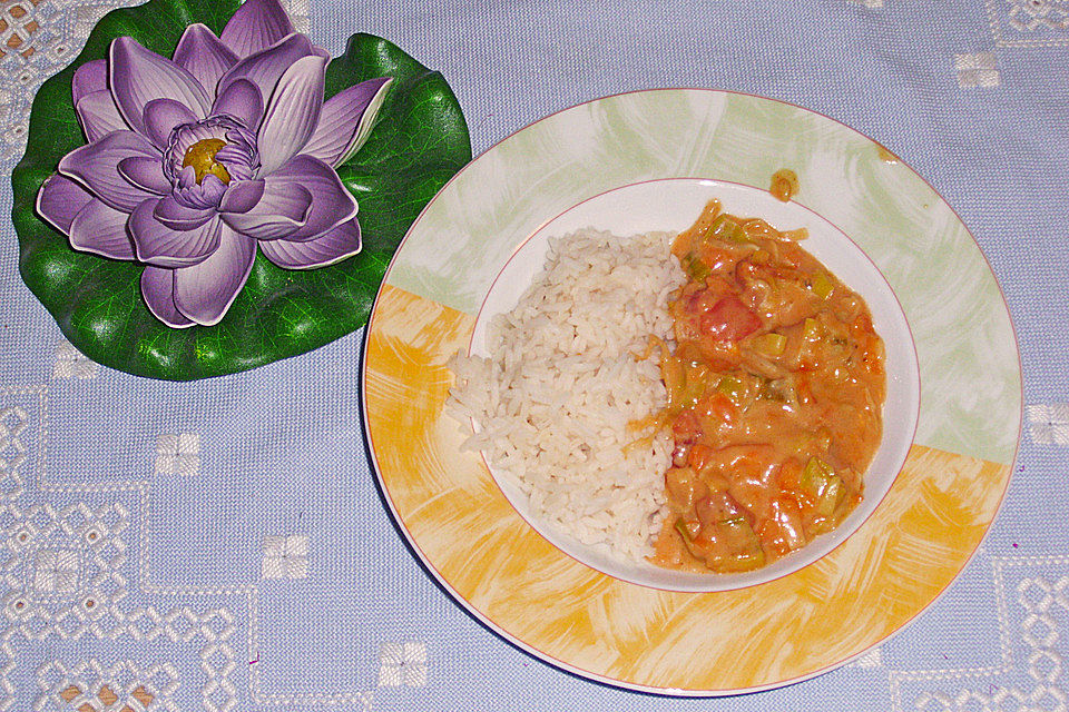 Anjas buntes Curry-Gemüse mit Reis