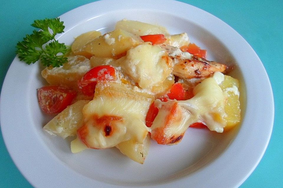 Kartoffel-Spargel-Hühnchen-Auflauf