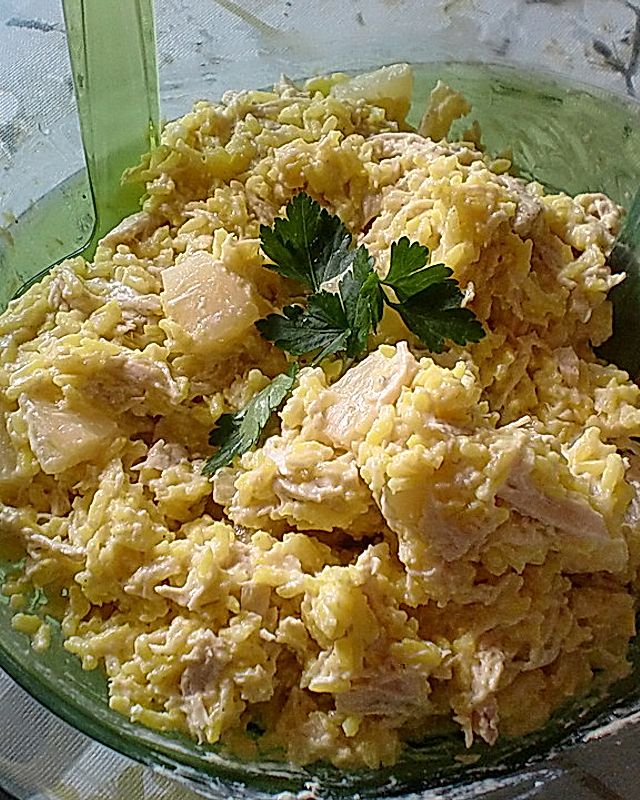 Hähnchen-Curry-Reis-Salat