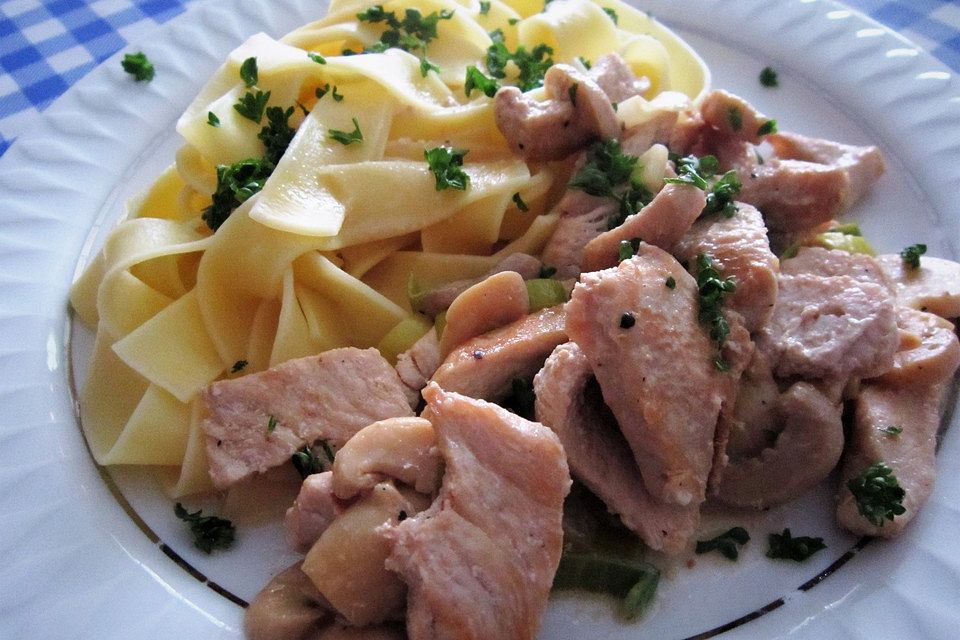 Champignon-Lauch-Pfanne mit Pute