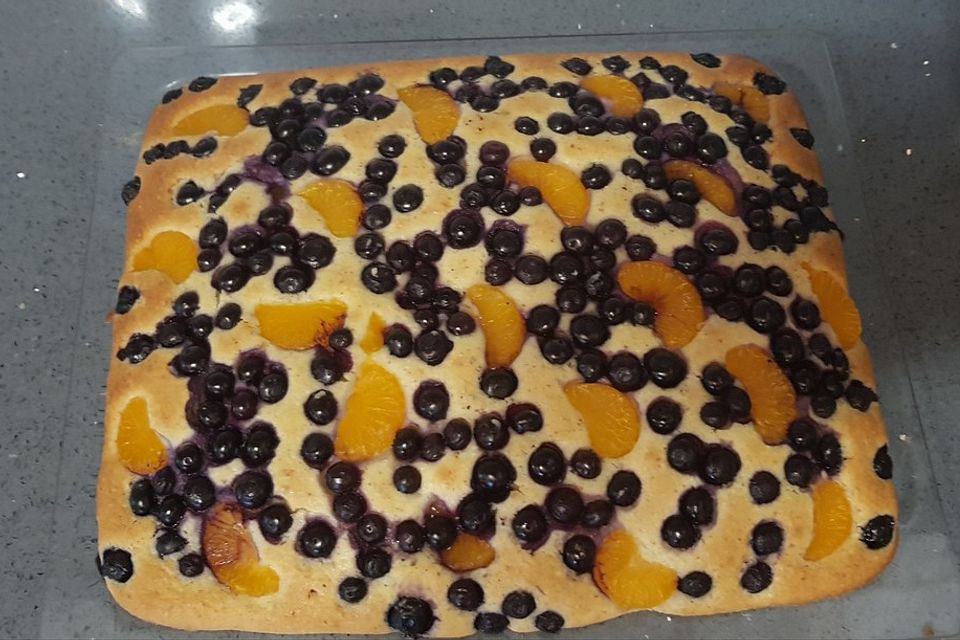 Joghurtkuchen mit Mandarinen und Preiselbeeren