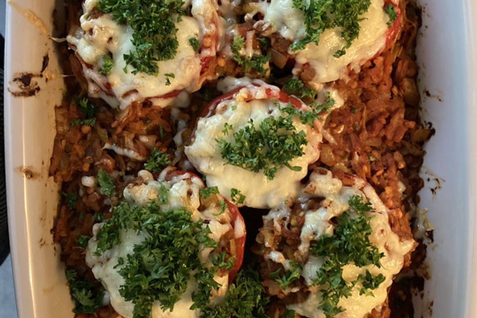Gefüllte Paprika mit Currylinsen Gefüllte Paprika mit Currylinsen