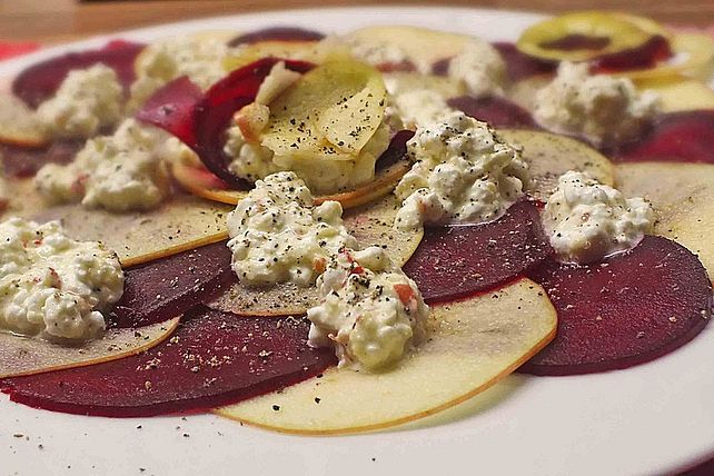 Rote Bete mit Apfelmeerrettich-Hüttenkäse von puffel84| Chefkoch