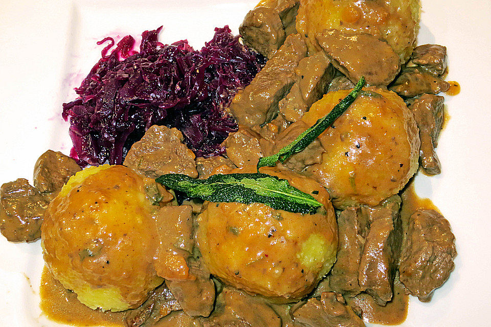 Rindergeschnetzeltes in Sherry-Papaya-Salbei-Sauce