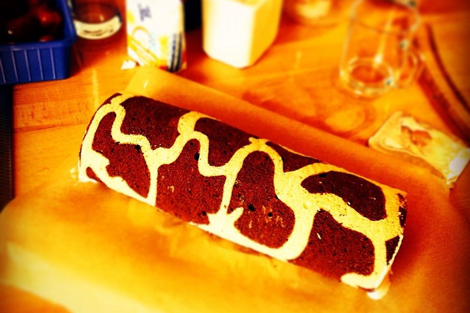 Giraffen-Biskuit-Roulade