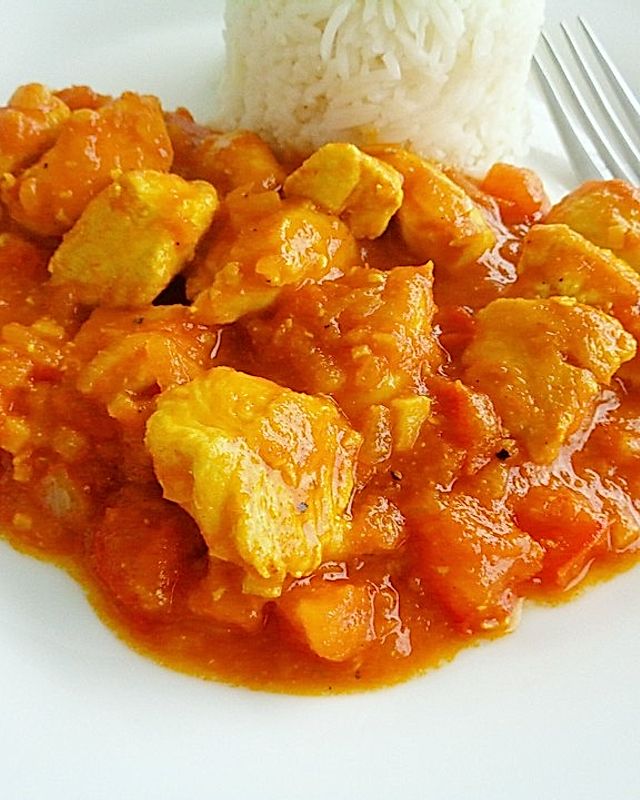 Hühnchen in Curry - Tomaten - Soße
