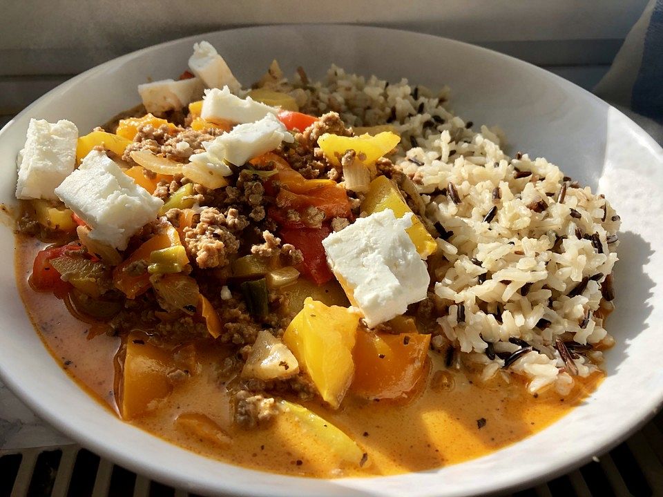 Paprika Hack Pfanne Mit Feta Von Paulaenola Chefkoch