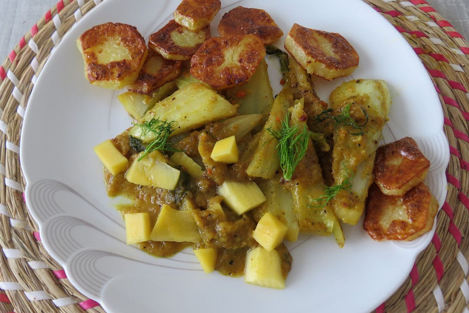 Fenchel in Mango-Curry-Soße