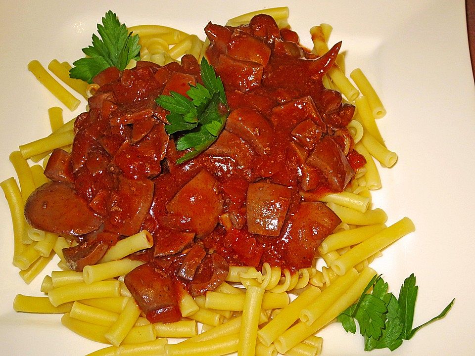 Maccaroni mit Nierchen in Tomaten-Rotwein-Sauce von CBR-Lutzi| Chefkoch