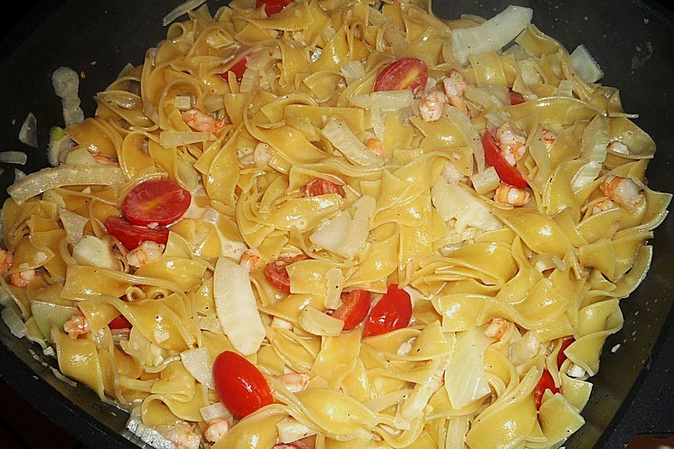 Tagliatelle mit Scampi und Fenchel