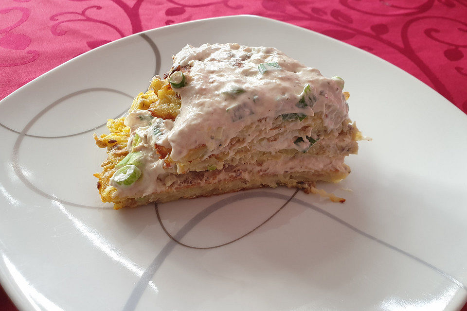 Pikanter Kartoffelpuffer-Kuchen à la Gaga