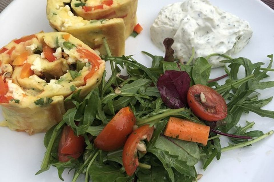 Ofenpfannkuchen mit Gemüse und Feta