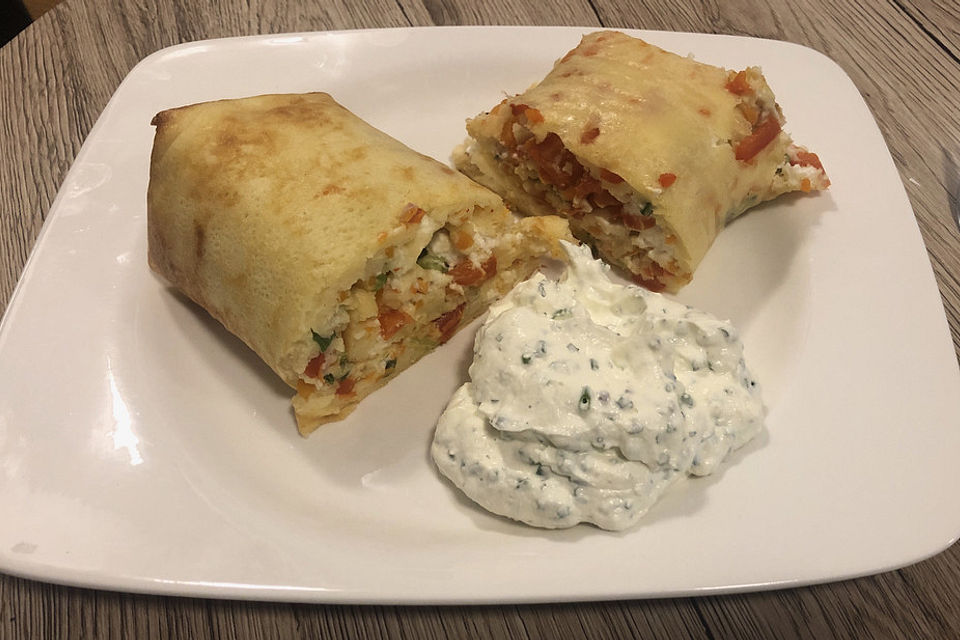 Ofenpfannkuchen mit Gemüse und Feta