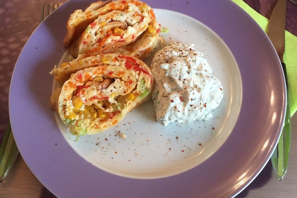 Ofenpfannkuchen mit Gemüse und Feta