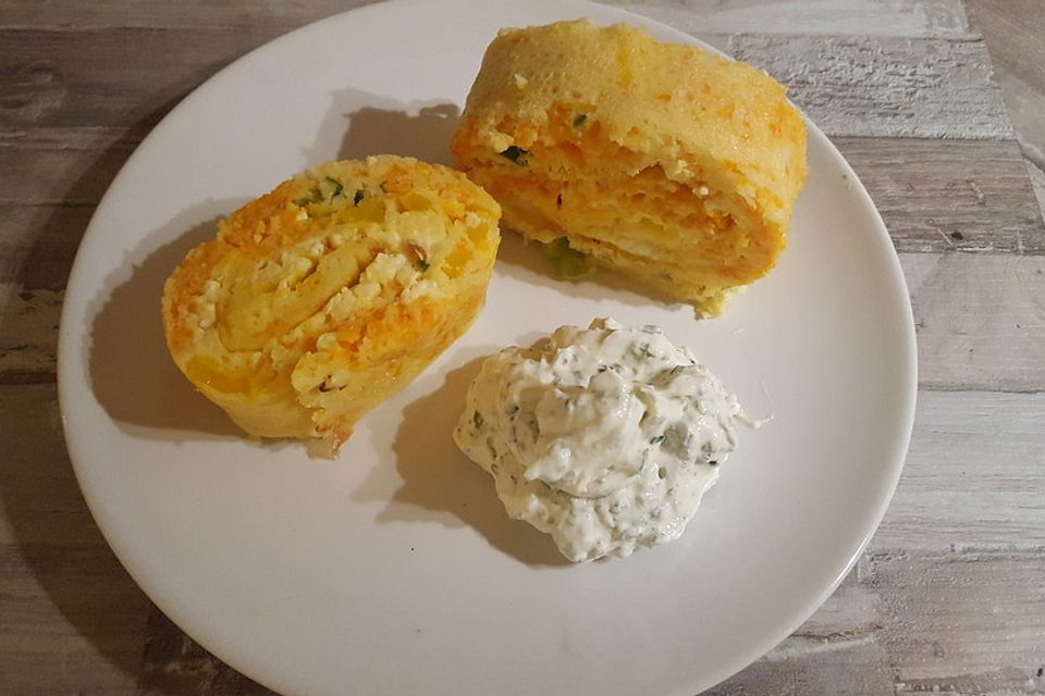 Ofenpfannkuchen mit Gemüse und Feta