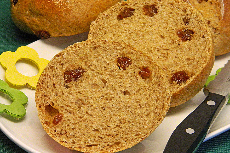 Süße Rosinen-Joghurt-Vollkornbrötchen