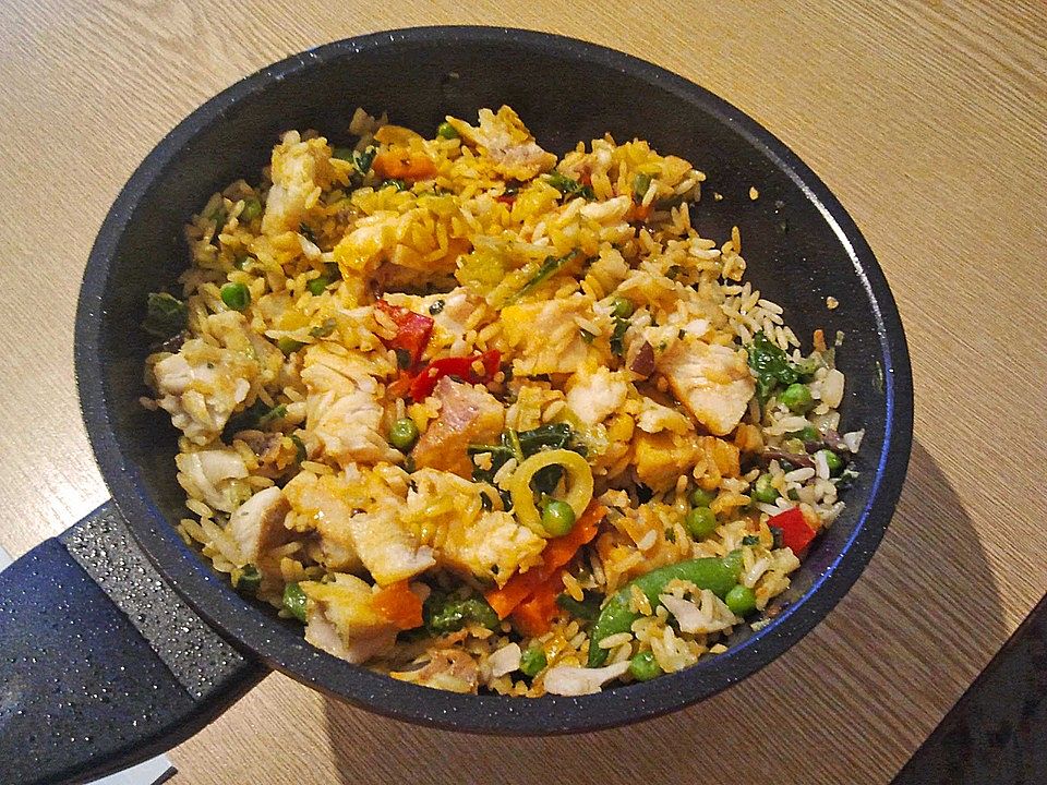 Curry-Fischpfanne mit Reis und Gemüse von StrawberryBunny| Chefkoch