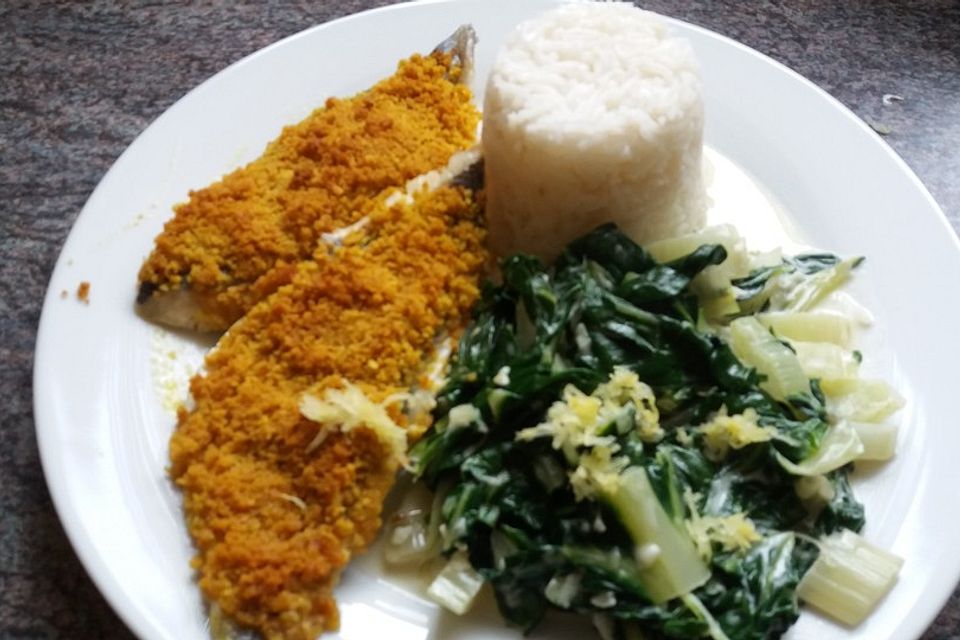 Fisch mit Curry-Kräckerkruste