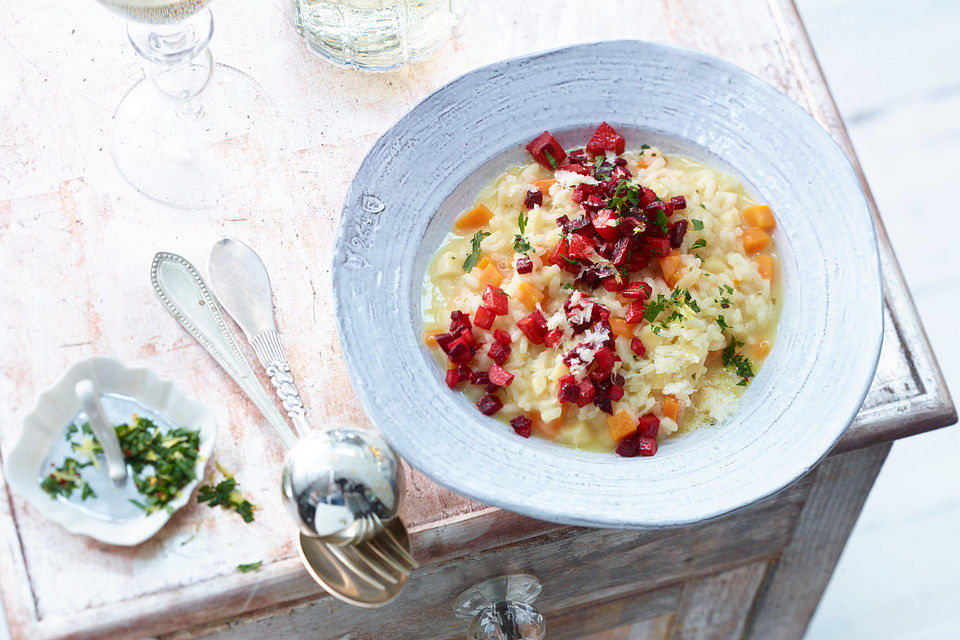 Wurzelgemüse-Risotto mit Gremolata